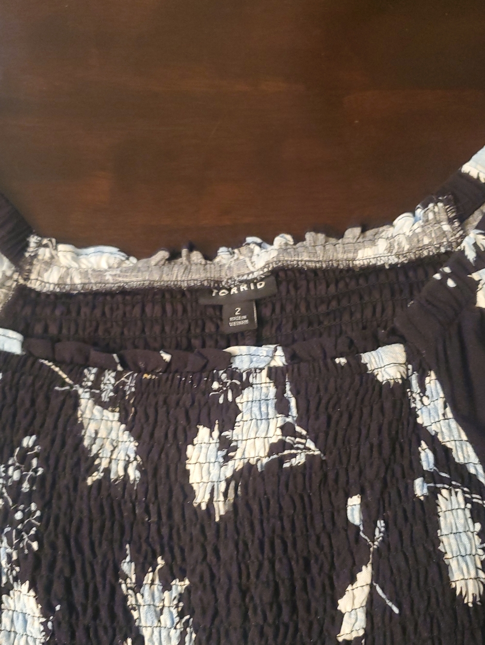 Tag# 71 - Torrid Black and White Floral Smocked Midi Skirt